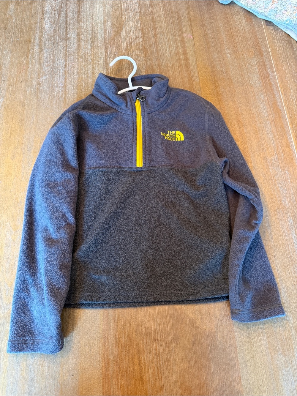 The North Face Kids Navy Fleece Pullover with Yellow Zip